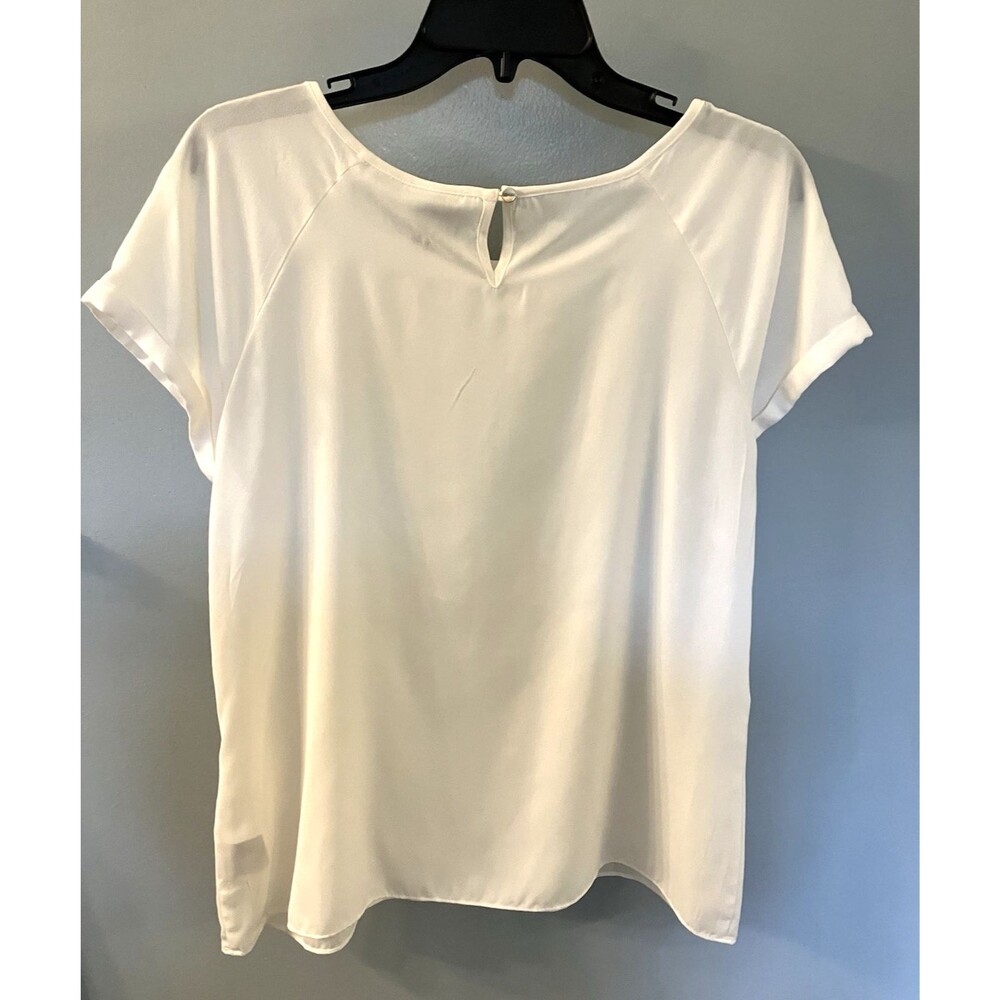 Worthington Petite Womens Ivory Color Short Sleeve Blouse PL - Picture 6 of 6